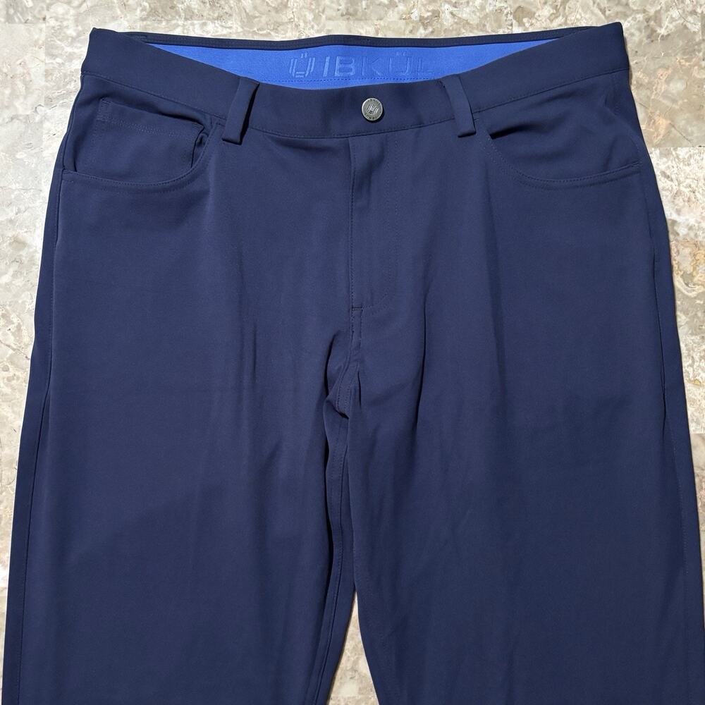 IBKUL Pants Mens Large Blue Pull On Chino Performance Golf Hanover Dupe